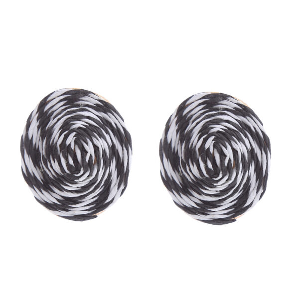 Wholesale Raffia Colorblock Oval Ear Studs