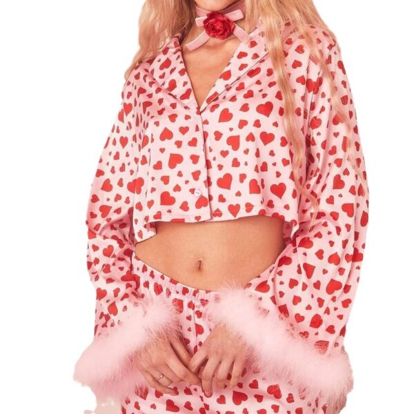 O1CN01tiVFbS1G1RUtRdDjm_2216322010562-0-cib Wholesale Valentine's Day Polyester Exposed Navel Print Casual Set Pajamas