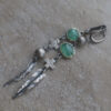 Wholesale Green Stone Cross Feather Metal Pendant Tassel Vintage Earrings