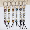 Wholesale MAMA Mother's Day Leopard Wood Bead Keychain