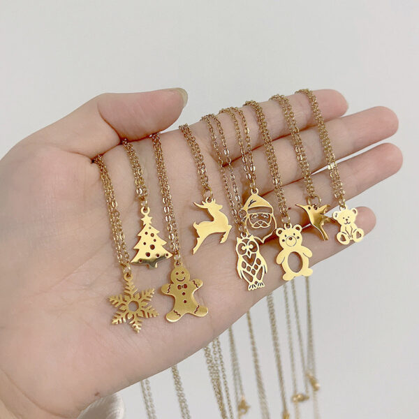Wholesale Christmas Series Titanium Steel 18K Gold Necklace Clavicle Chain