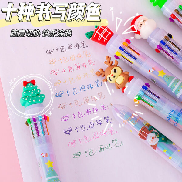 Wholesale Plastic Cartoon Christmas 10 Color Ballpoint Pen