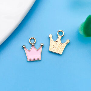 1 piece of 11x12mm oil dripping pink crown-10994-0.5g