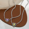 Wholesale Purple Love Diamond Enamel Necklaces