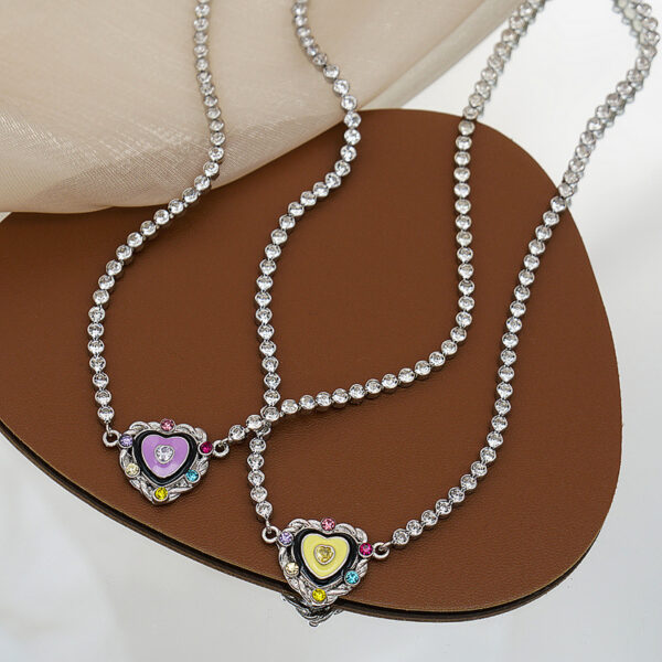 Wholesale Purple Love Diamond Enamel Necklaces