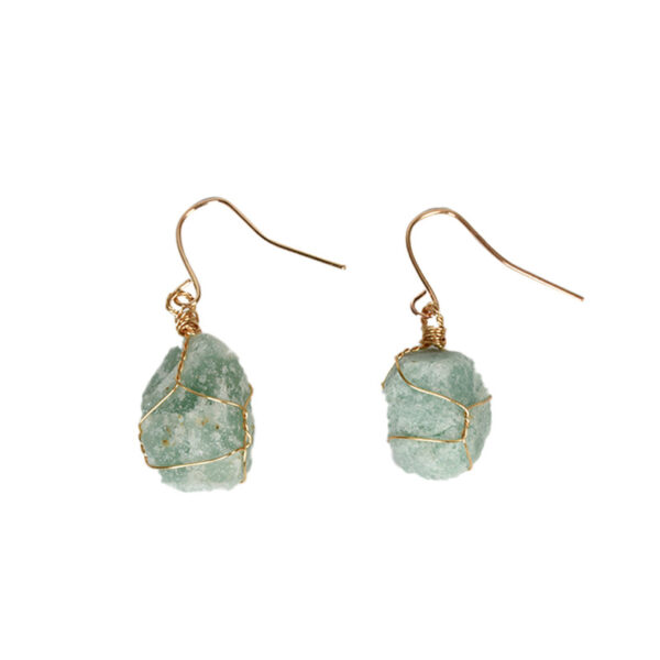 Wholesale Natural Crystal Irregular Rough Stone Handmade Earrings