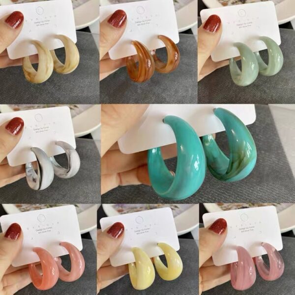 Wholesale S925 Silver Needle Acrylic Geometric C Shape Earrings