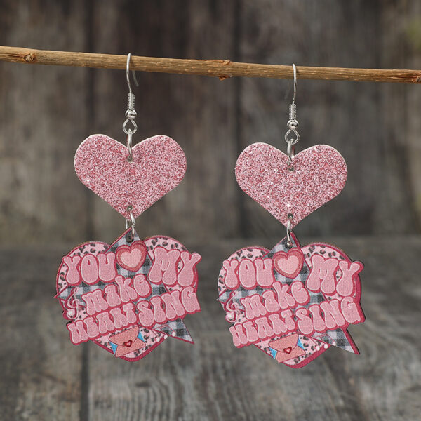 O1CN01tpDngI1qyMbGxTpgY_2206372095564-0-cib Wholesale Valentine's Day Cartoon Pink Glitter Heart Hanging Letter Leather Earrings