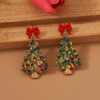Wholesale Christmas Colored Christmas Tree Alloy Drip Oil Set Colorful Diamond Earrings