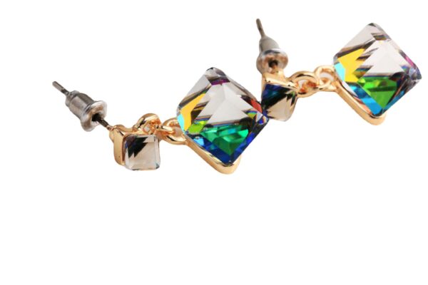 Wholesale Double Crystal Cube Multicolor Alloy Earrings