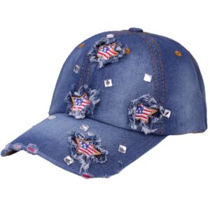 #3 denim blue fur five-pointed star flag hat / Adjustable