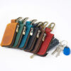 Wholesale Cowhide Waist Hanging Portable Zipper Storage Bag Leather Keychain