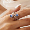 Wholesale Turkish Blue Eye Stainless Steel Evil Eye Open Adjustable Ring