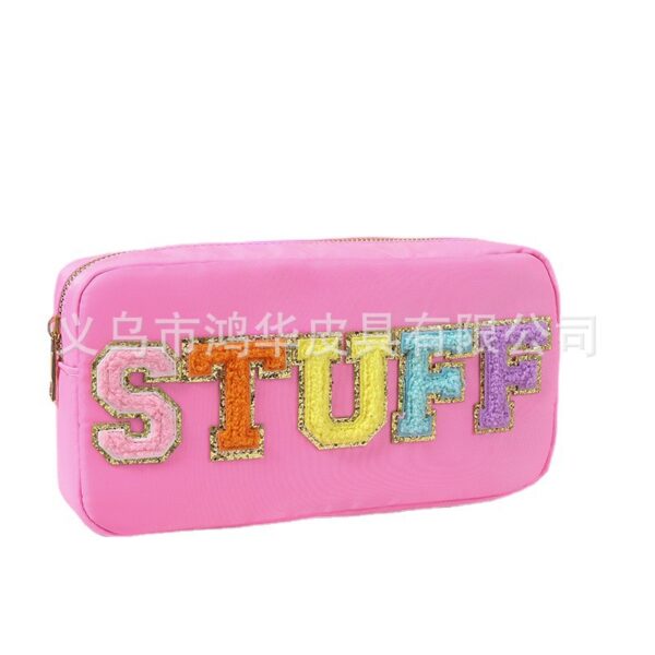 Wholesale Waterproof Embroidered Letters Nylon Cosmetic Bag
