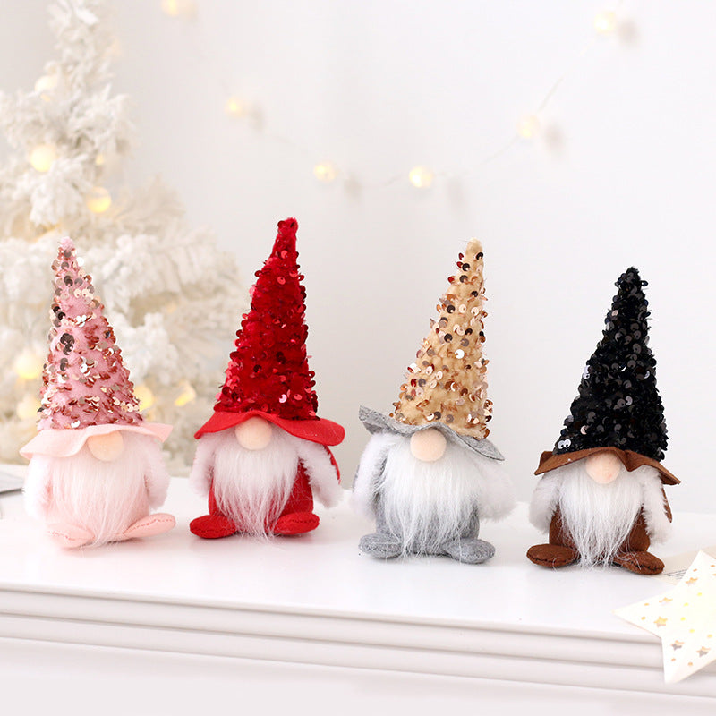 Wholesale Christmas Sequins Faceless Doll Gandalf Doll Non-woven Fabric Ornament
