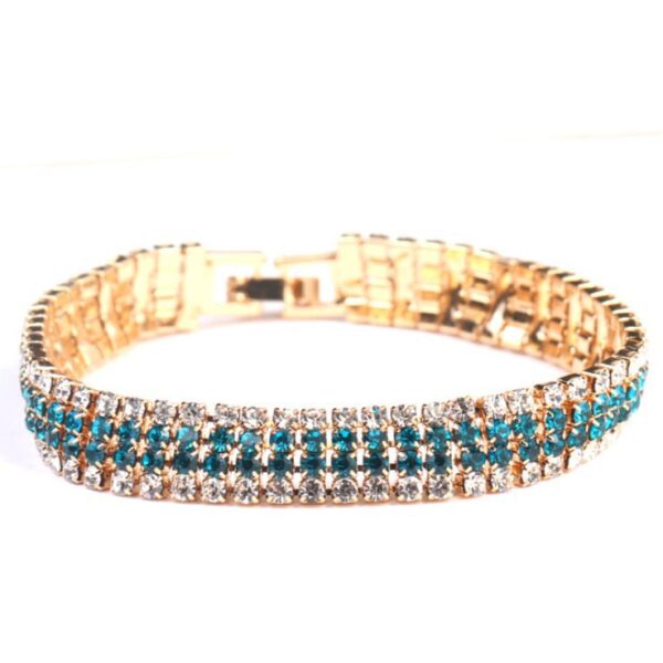 Wholesale Full Diamond Color Matching Four Row Diamond Bracelet