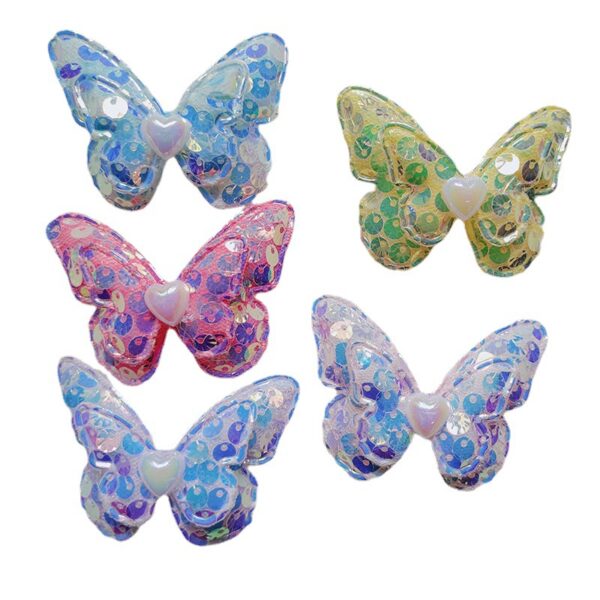 Wholesale Shell Sequin Double Layer Butterfly Kids Hair Accessories