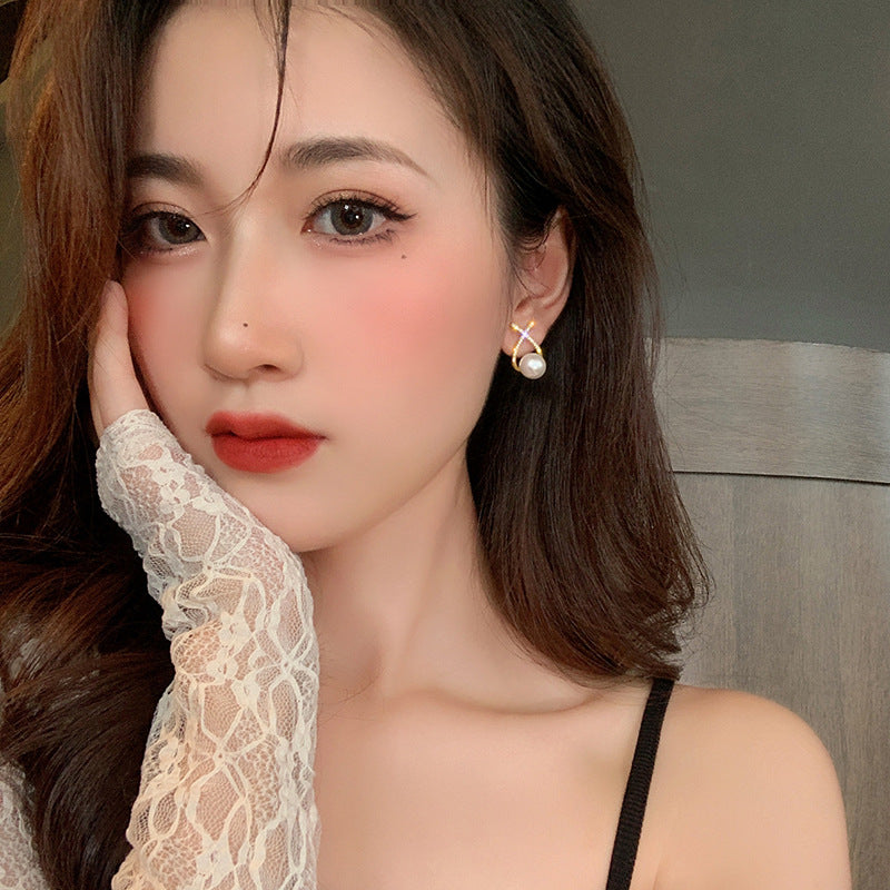 Wholesale 925 Sier Needle Pearls Vintage French Alloy Earrings