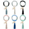 Wholesale LOVE Letters Silicone Beaded Tassel Wrist Keychain