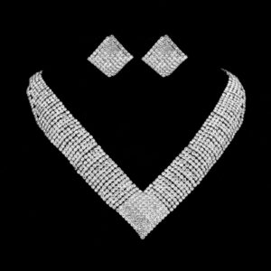 632 necklace stud earrings silver suit