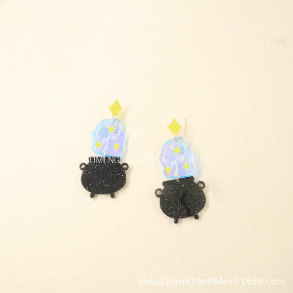 Wholesale Earrings Halloween Witch Alchemy Stove Super Sparkling Stars