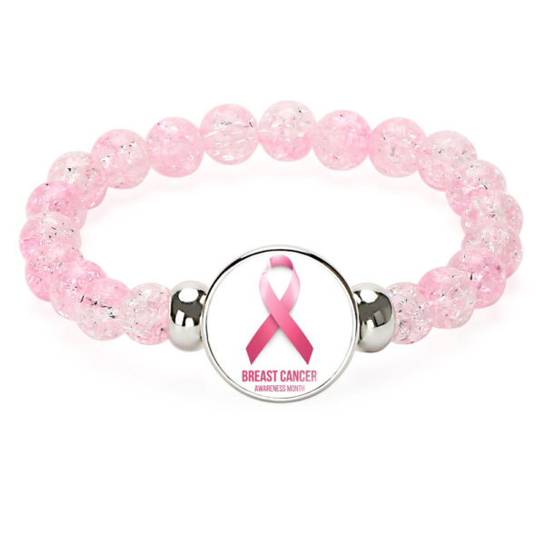 Wholesale Beaded Pink Ribbon Caring for Women's Breast Blossoming Crystal Colored Bracelet