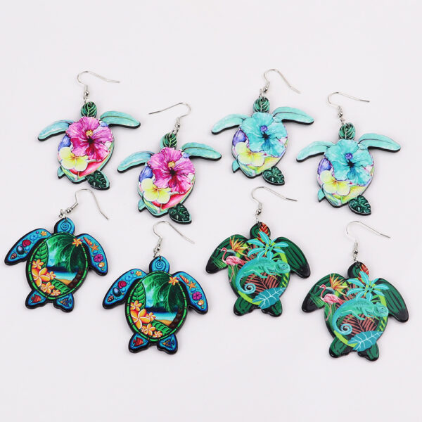Wholesale Boho Turtle Turtle Acrylic Print Pattern Earrings