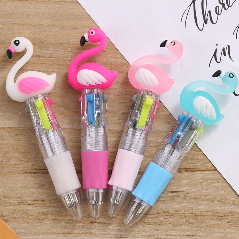 Wholesale Plastic Four-color Flamingo Ballint Pen