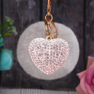 Peach heart White + Gray Fur Ball / Single opp bag packaging