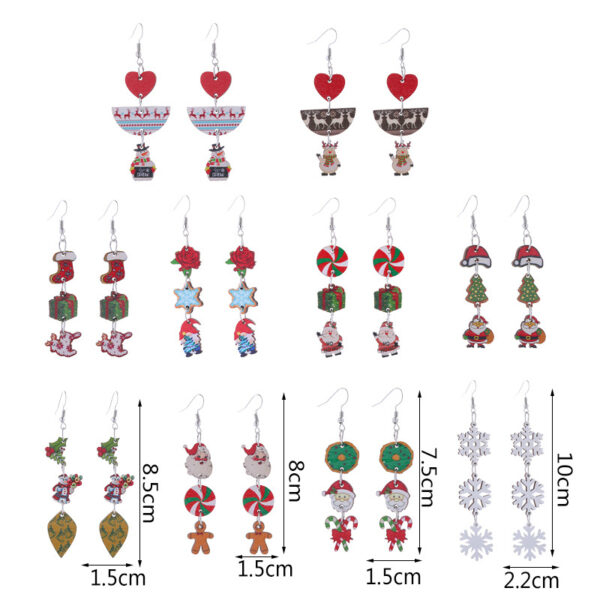 Wholesale Christmas Elk Snowflake Cute Long Drop Earrings