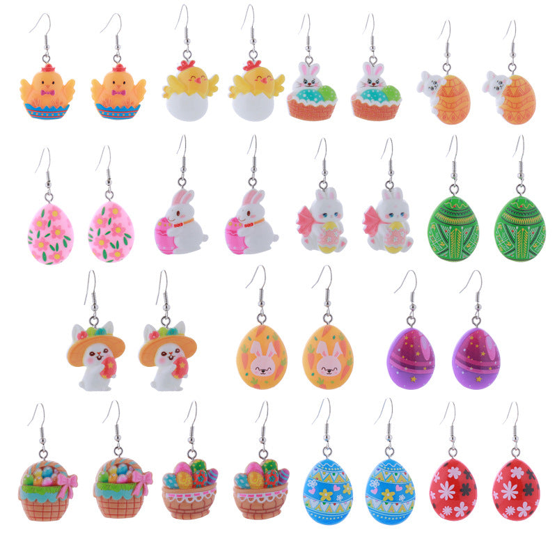Wholesale Easter Cartoon Rabbits, Carrots, Easter Es, Chicks, Plastic Earrings