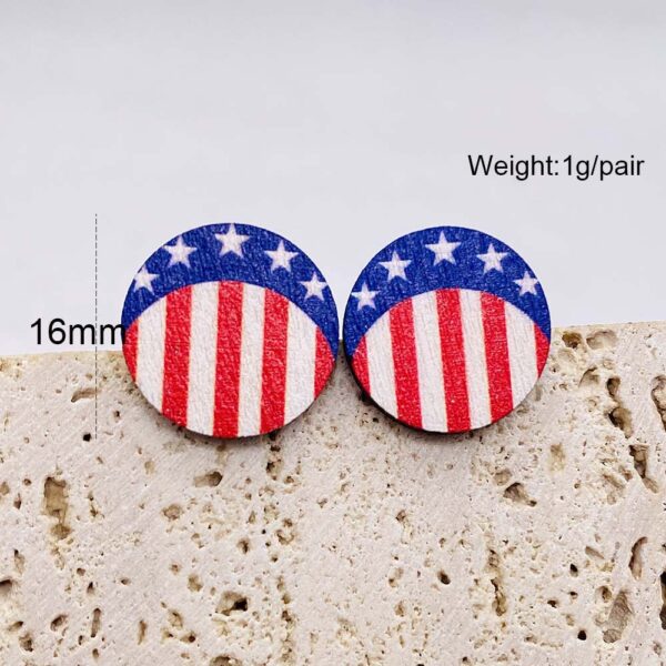 Wholesale Independence Day American Flag Wood Ear Studs