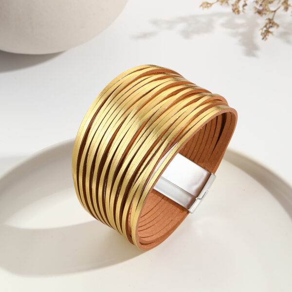 Wholesale Multi Gradient Mixed Color Leather Magnetic Buckle Bracelet