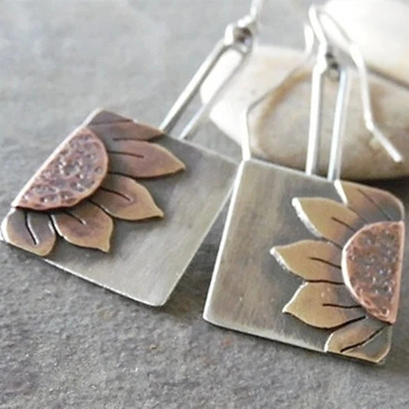 Wholesale Bohemian Square Suower Pattern Earrings