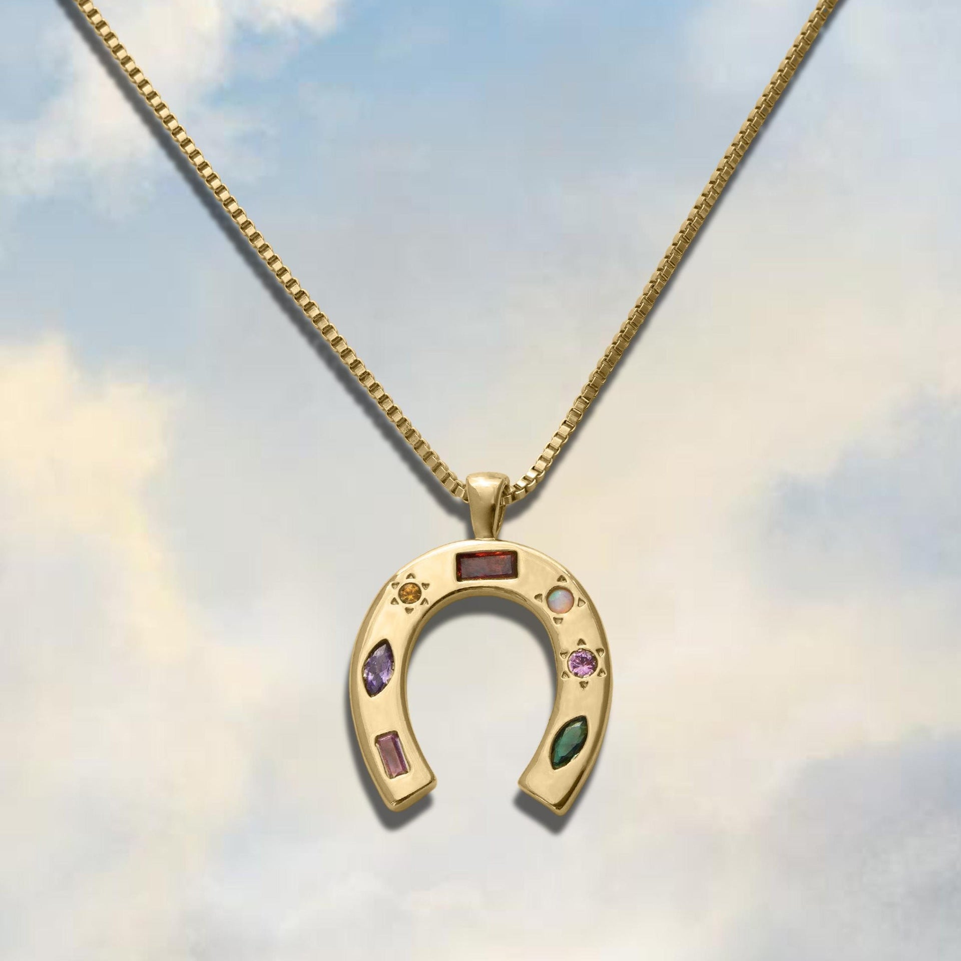 Wholesale U Shape Kaleidoscope Lucky Symbol Stainless Steel Copper Necklace