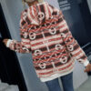 Wholesale Autumn and Winter Women's Aztec Hooded Half-Zip Pullover Sweatshirt