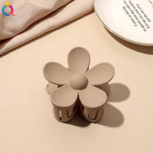 Frosted large flower hairpin-milk coffee / Factory direct sales