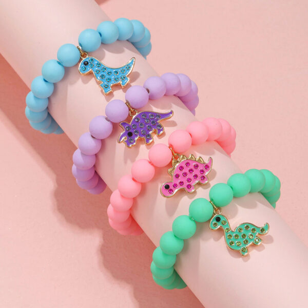 O1CN01uBuz0Q1Gvm4E7XNKr_2208052480685-0-cib Wholesale Dinosaur Pendant Acrylic Beads Bracelet Set of 4