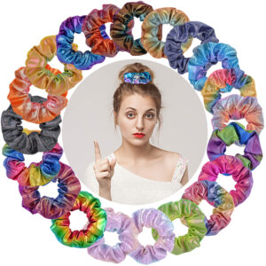 O1CN01uCAF2X1XsQvE58KwH_2500662979-0-cib Wholesale Europe and the United States cross-border Amazon 16-color laser fabric hair ring bronzing two-color gradient pig large intestine ring head flower 052