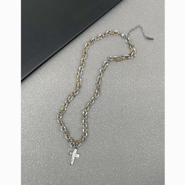 Wholesale Titanium Steel Wrap Cross Necklace with Diamonds