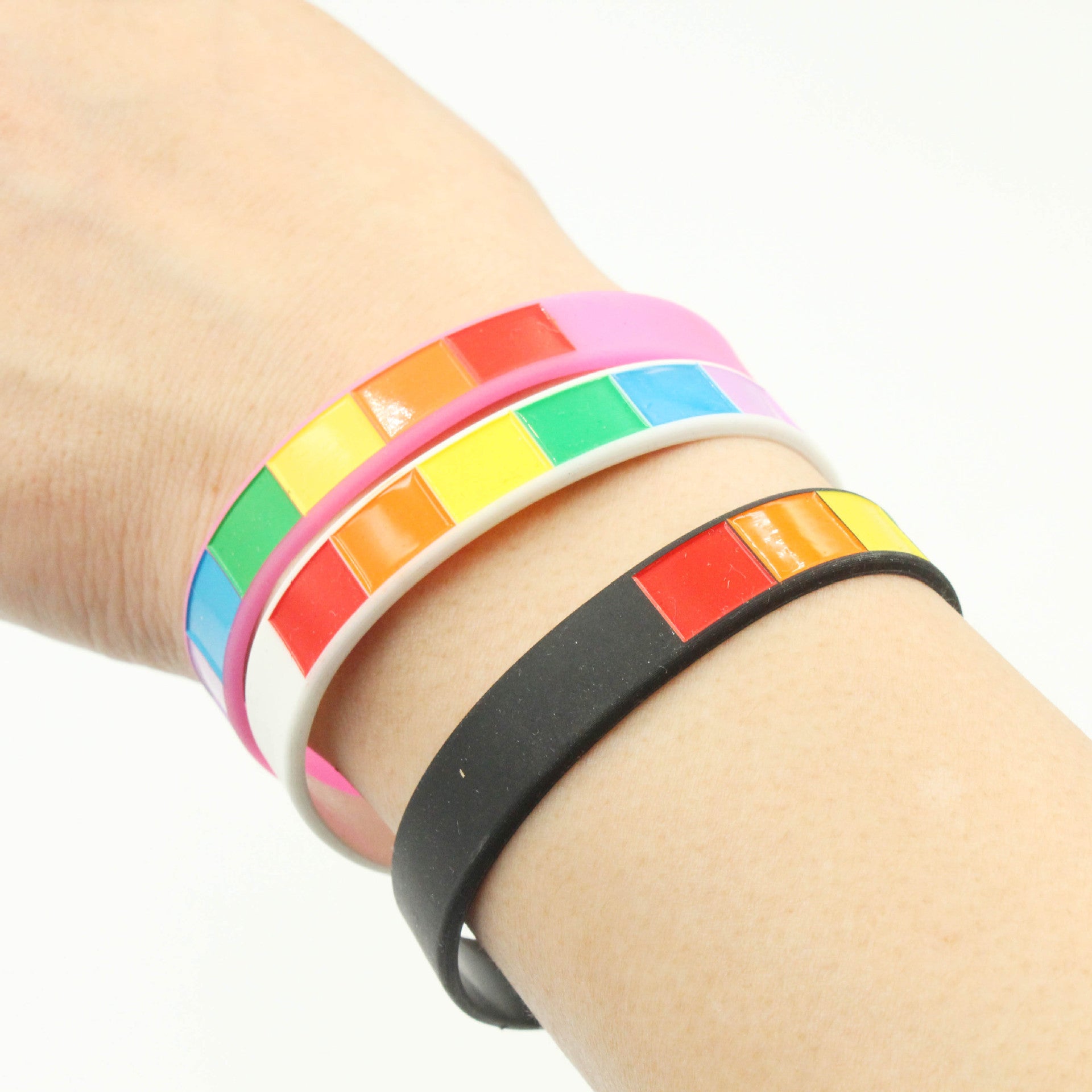 Wholesale Plaid Rainbow Cole Silicone Bracelet
