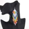 Wholesale Bohemian Handwoven Rainbow Heart-shaped Rice Bead Tassel Earrings