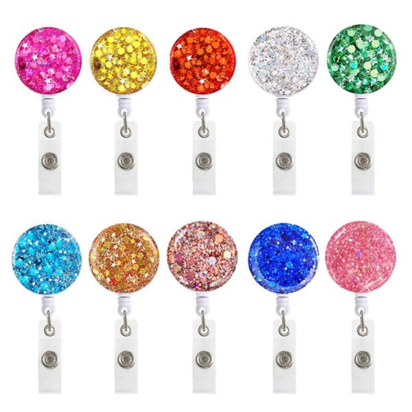 Wholesale Acrylic Sequin Easy Pull Button Keychain