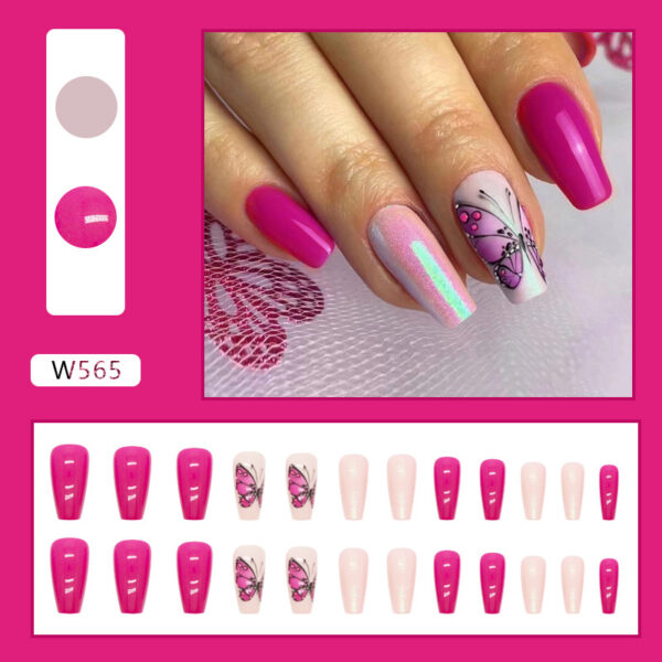 Wholesale Flat Toe Ballet Nail Purple Charm Butterfly Solid Color Gloss Nail Stickers