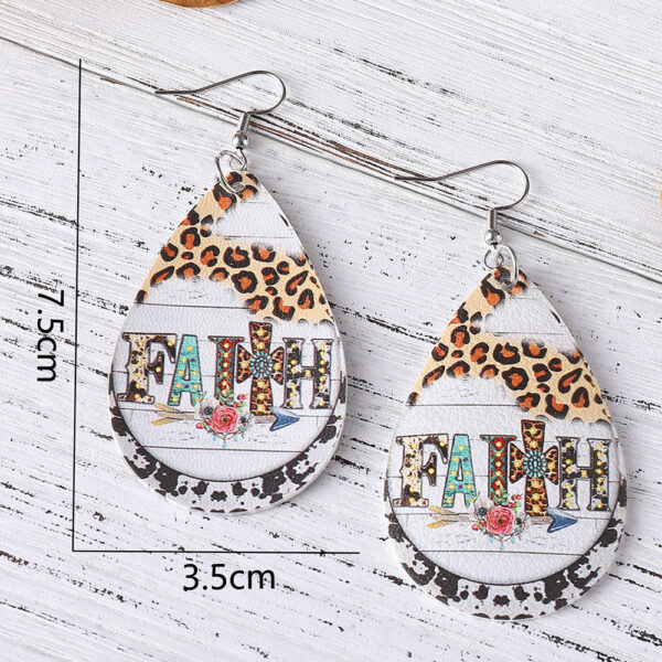 O1CN01uJsk2k1ZzPzZk1yxv_2214986983265-0-cib Wholesale Western Denim FAITH Leopard Print Turquoise Cross Double Sided Print PU Leather Drop Earrings