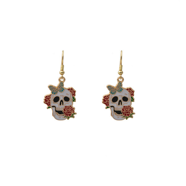 O1CN01uLt4yy1onFkKDzOUL_2059265269-0-cib Wholesale Halloween Rose Skull Funny Crow Butterfly Drop Earrings