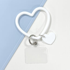 White heart-shaped pearl bag packaging with accessories