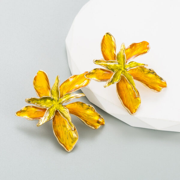 Wholesale Enamel Oil Drip Iris Alloy Earrings