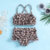 Wholesale Children's Leopard Two-piece Swimsuit Polyester Baby Clothes