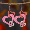 Wholesale Valentine's Day Hollow Heart Wooden Earrings